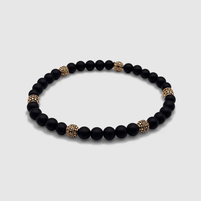Matte Onyx Stone Bracelet (Gold) made by Craftd London