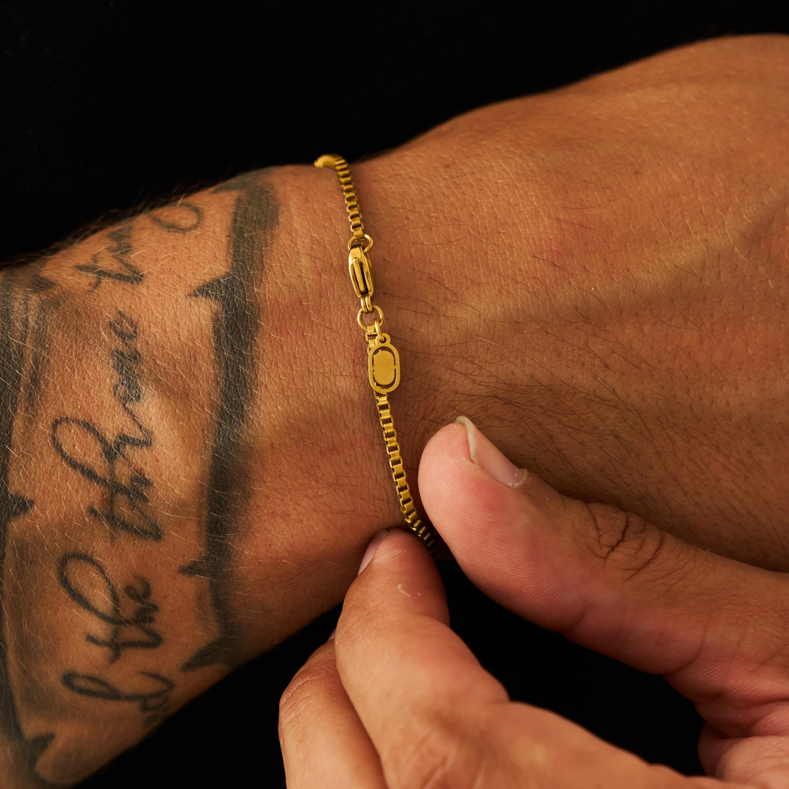 Box Bracelet (Gold) 2mm sold by Craftd London product image thumbnail 3