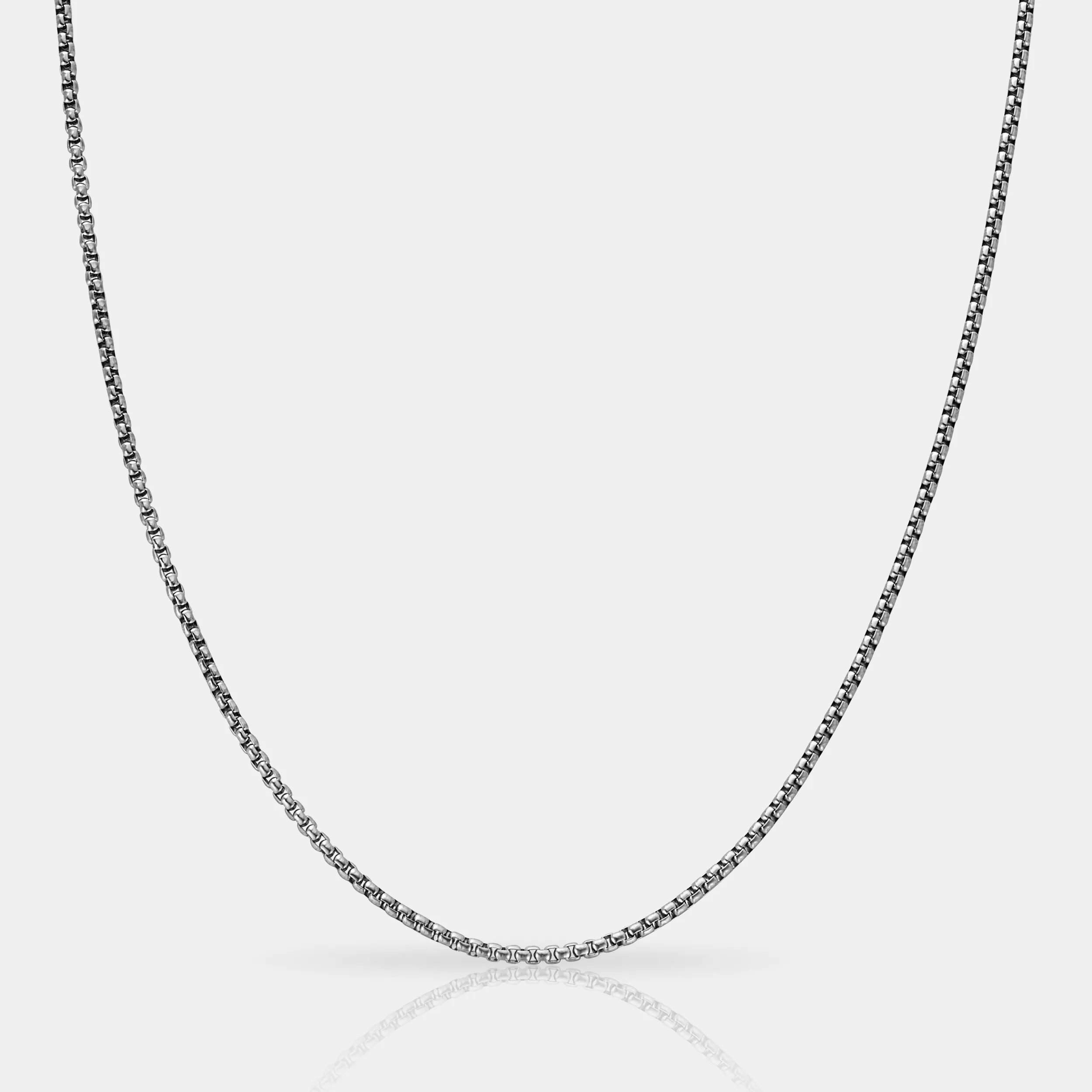 Round Box Chain (Silver) 2mm sold by Craftd London