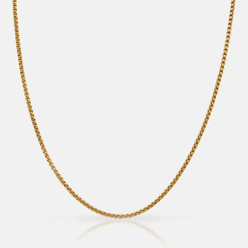 Round Box Chain (Gold) 2mm sold by Craftd London