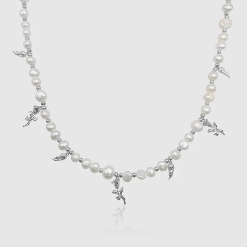 Pendant Real Pearl Necklace (Silver) sold by Craftd London