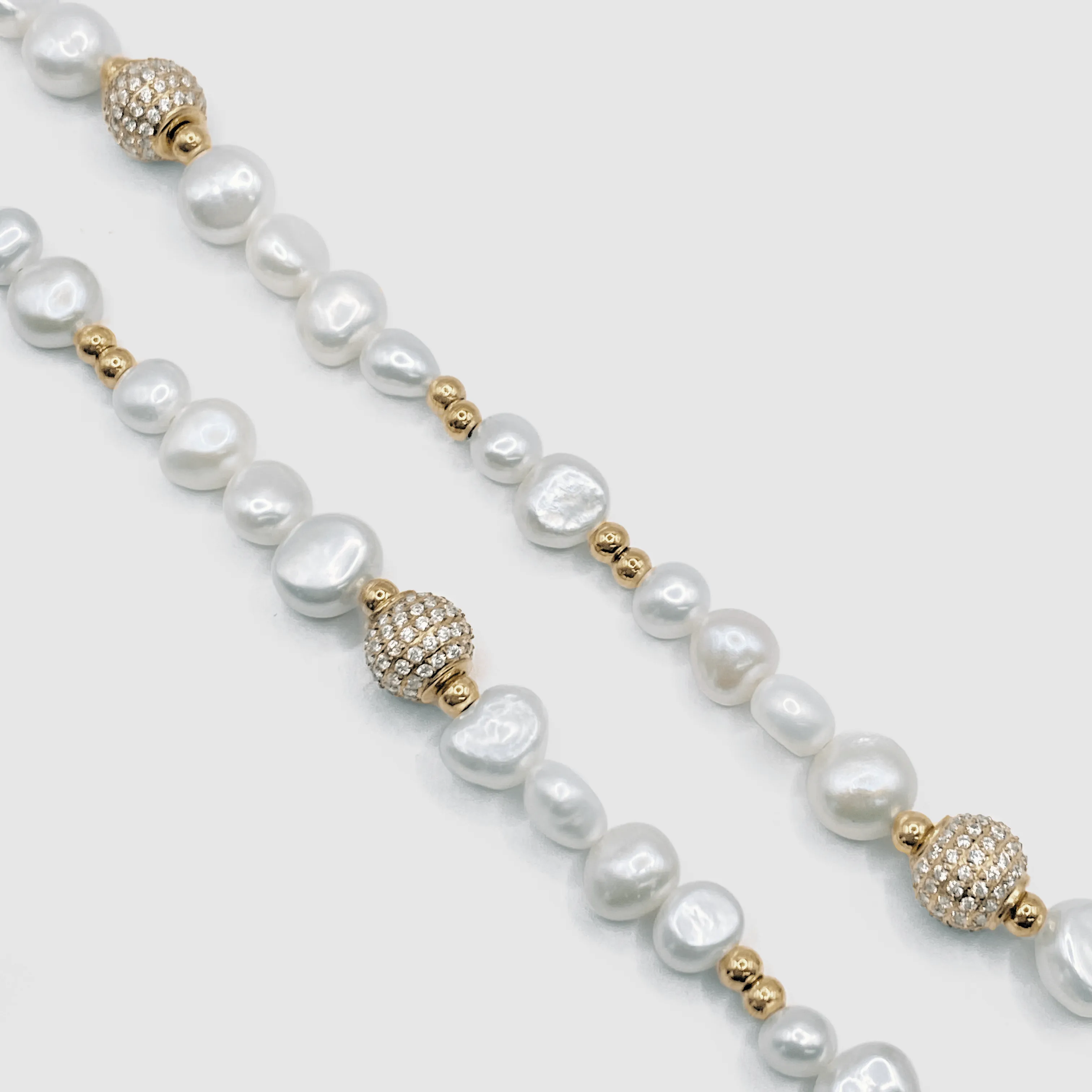 Iced Beaded Real Pearl Necklace (Gold) sold by Craftd London product image thumbnail 3