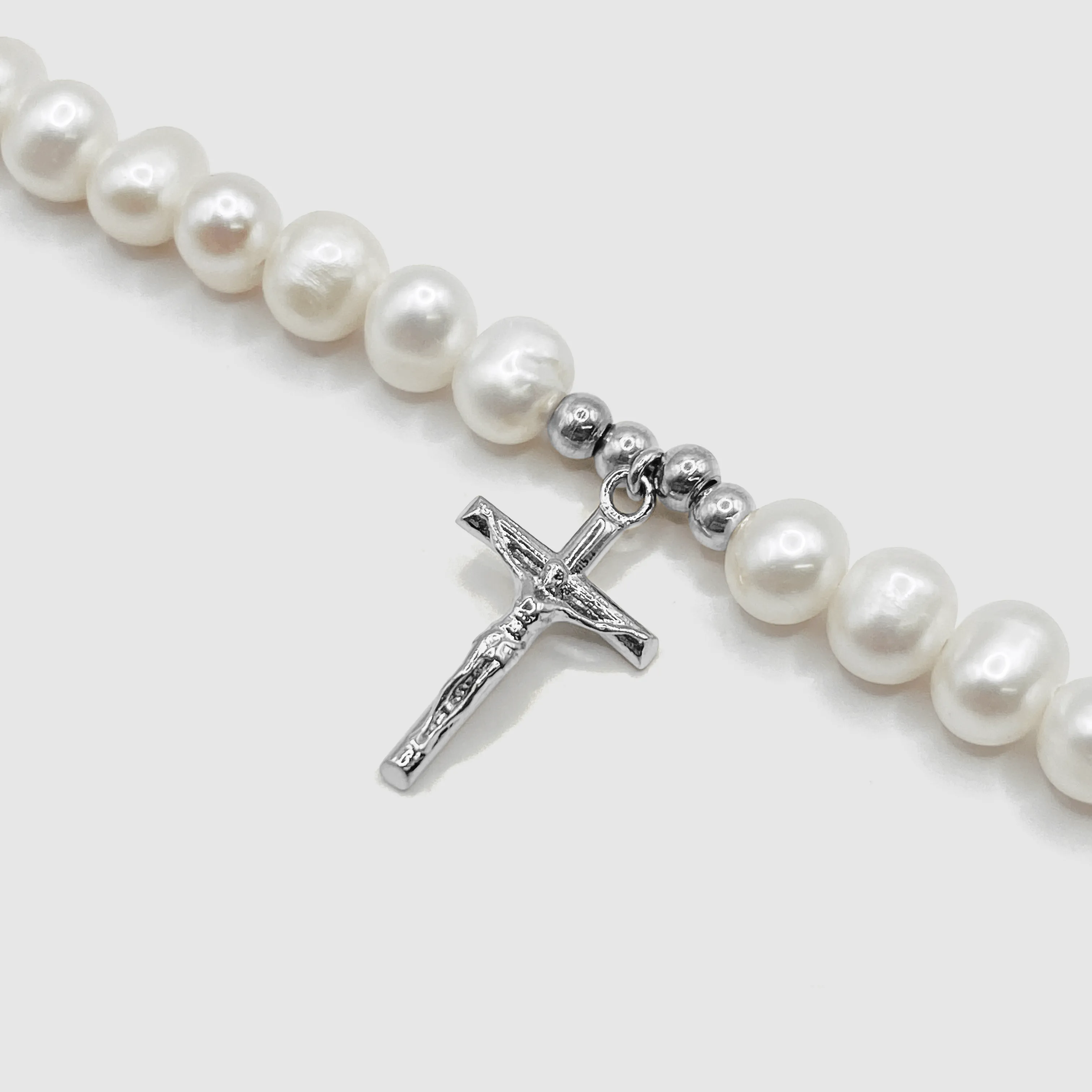 Crucifix Real Pearl Necklace (Silver) sold by Craftd London product image thumbnail 3