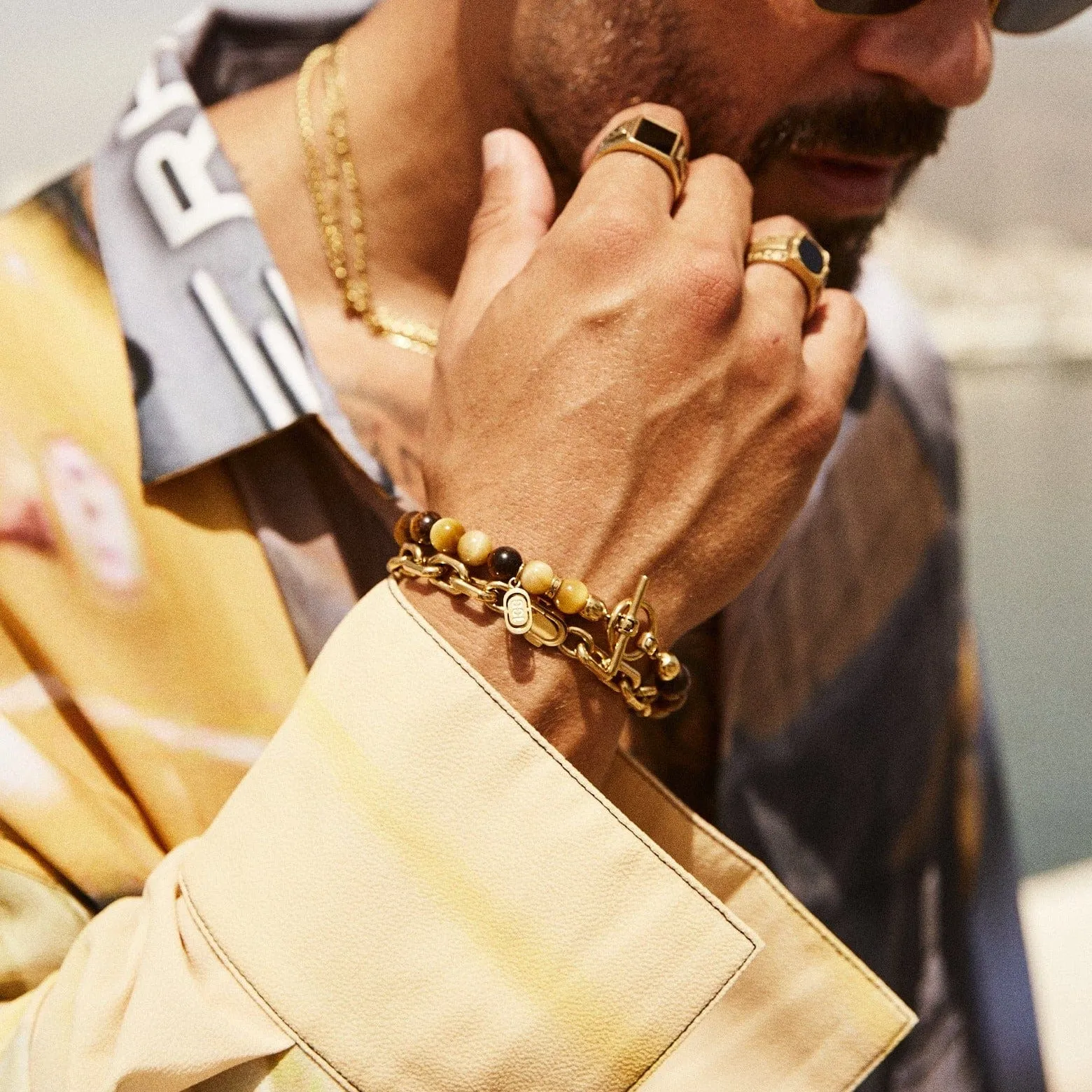 Tigers Eye Bead Bracelet (Gold) sold by Craftd London product image thumbnail 5
