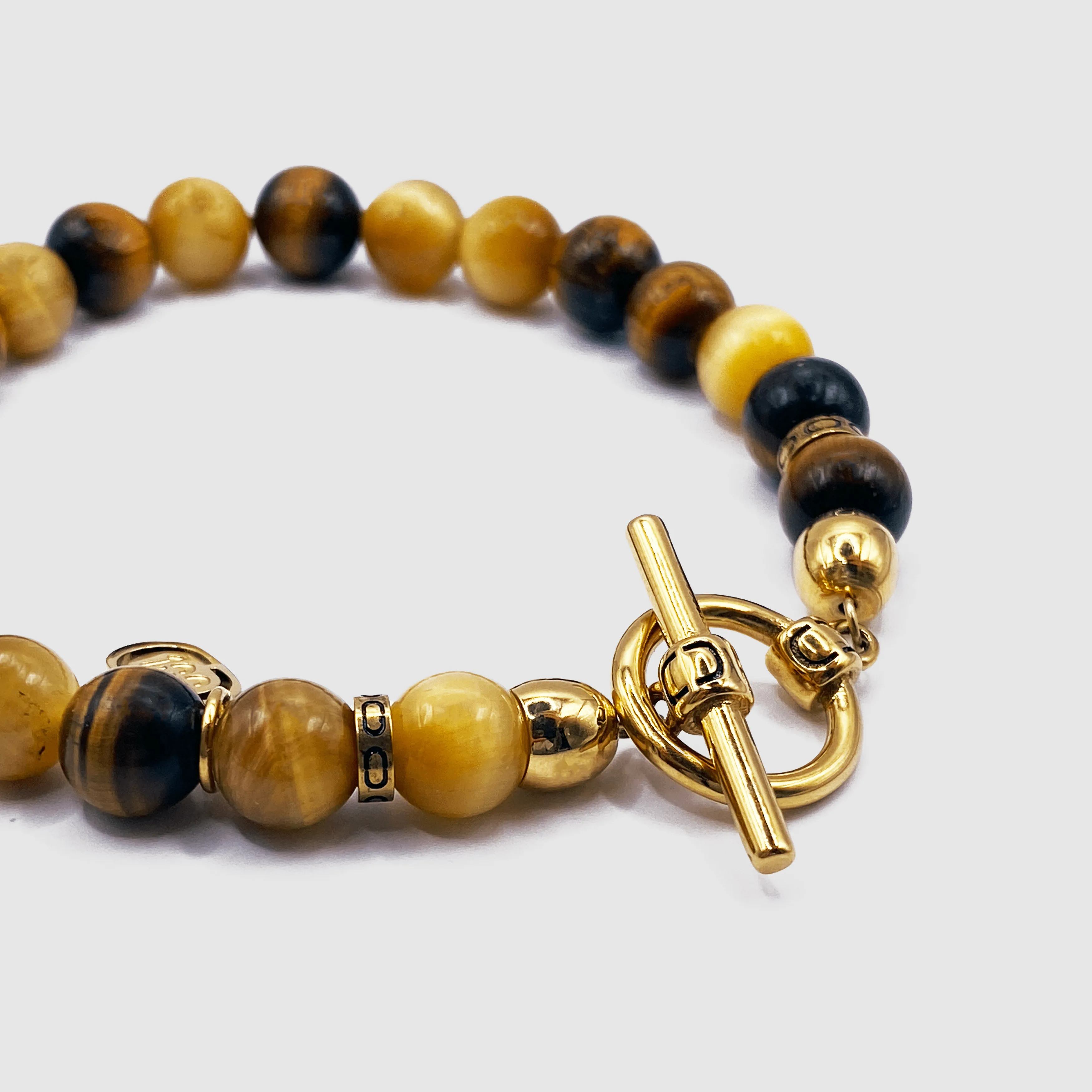 Tigers Eye Bead Bracelet (Gold) sold by Craftd London product image thumbnail 2