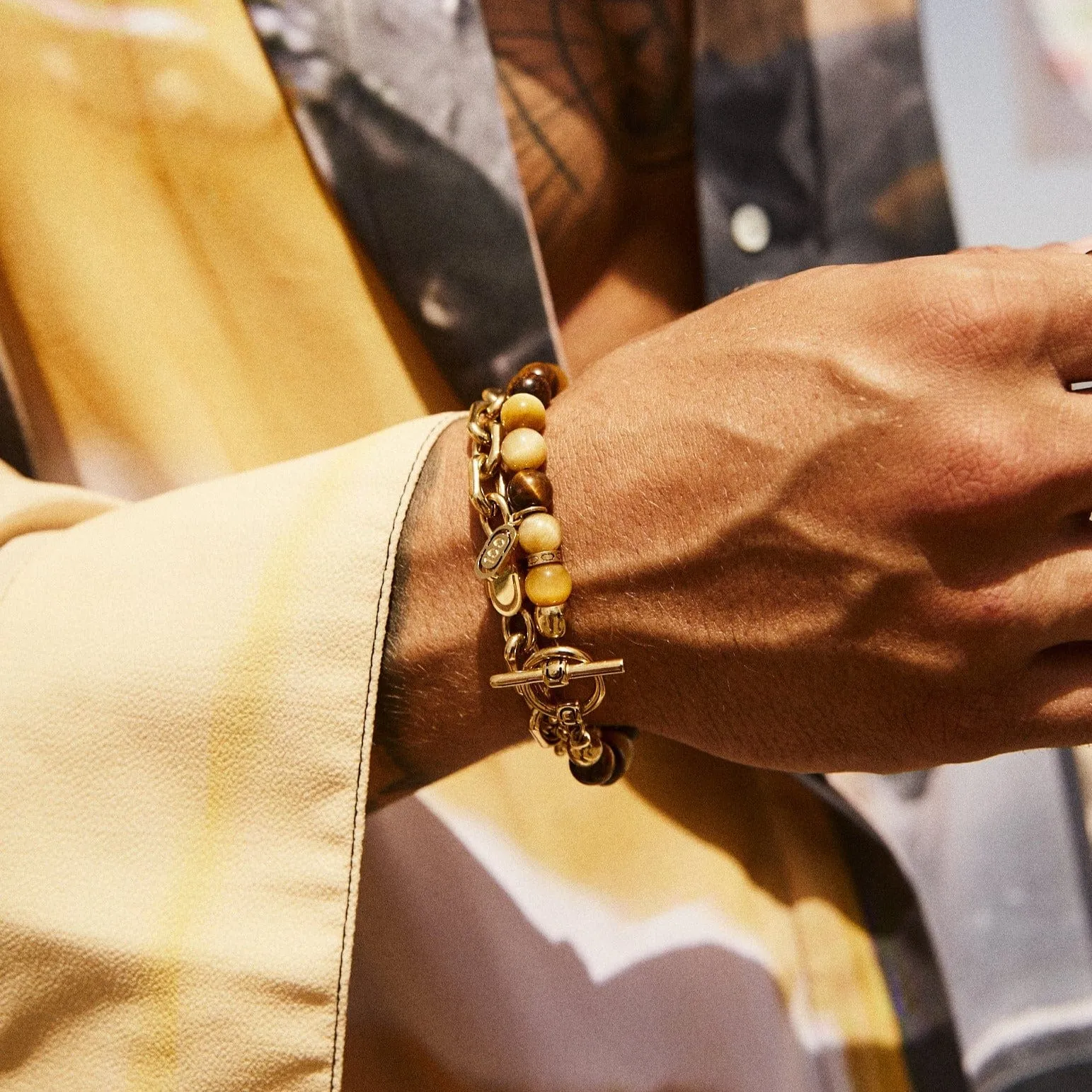 Tigers Eye Bead Bracelet (Gold) sold by Craftd London product image thumbnail 3
