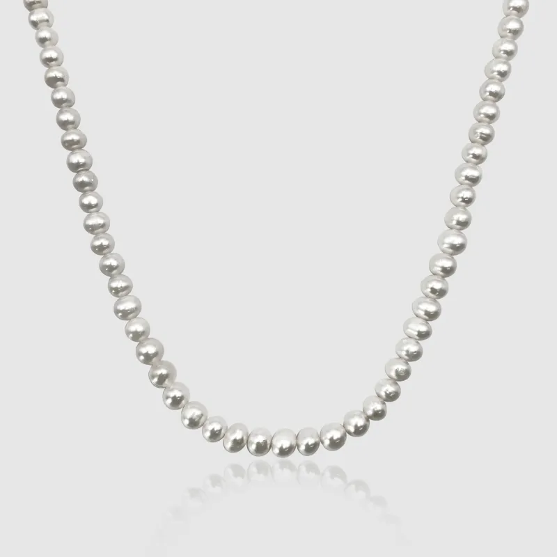 Rounded Real Pearl Necklace (Silver) sold by Craftd London