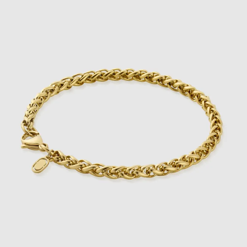 Wheat Bracelet (Gold) 5mm made by Craftd London