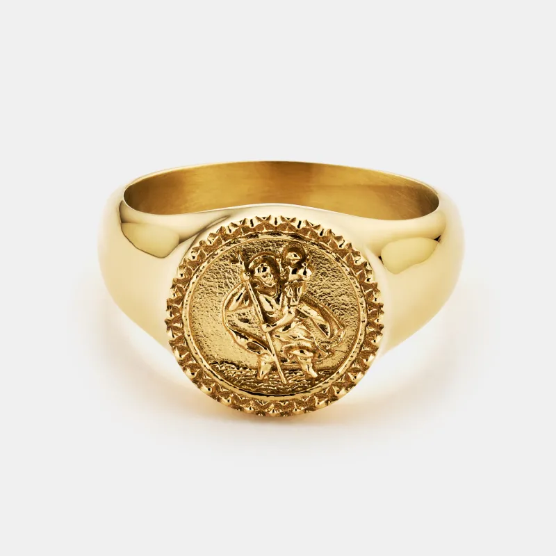 St. Christopher Signet Ring (Gold) sold by Craftd London