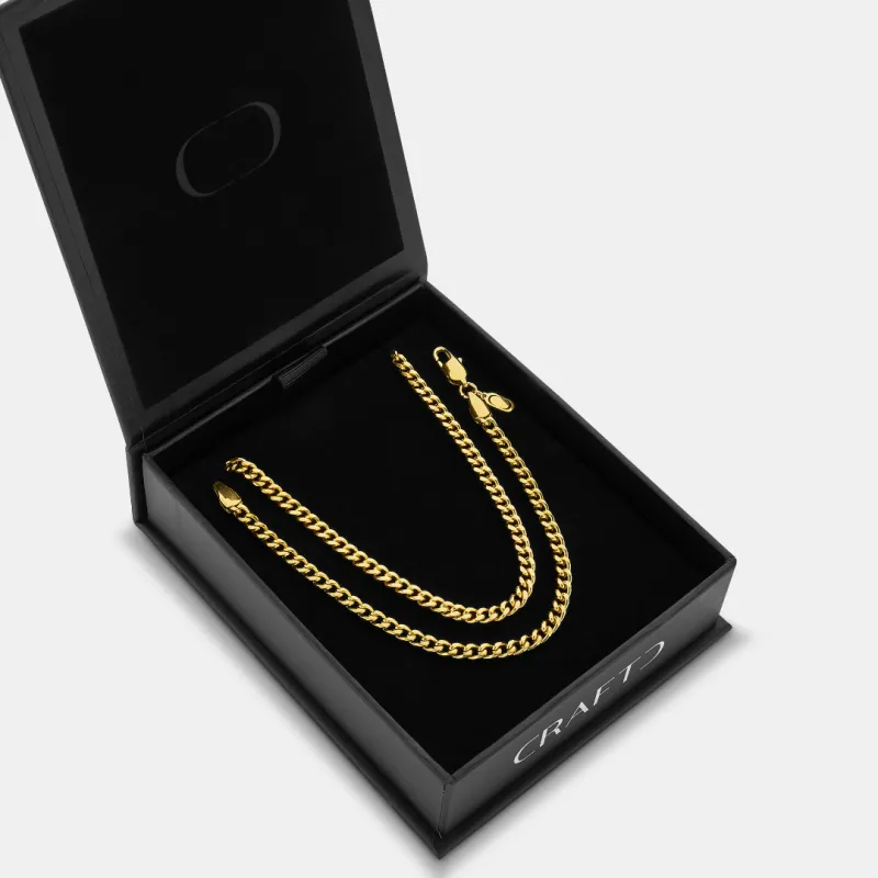Cuban 4mm Gift Set (Gold) sold by Craftd London