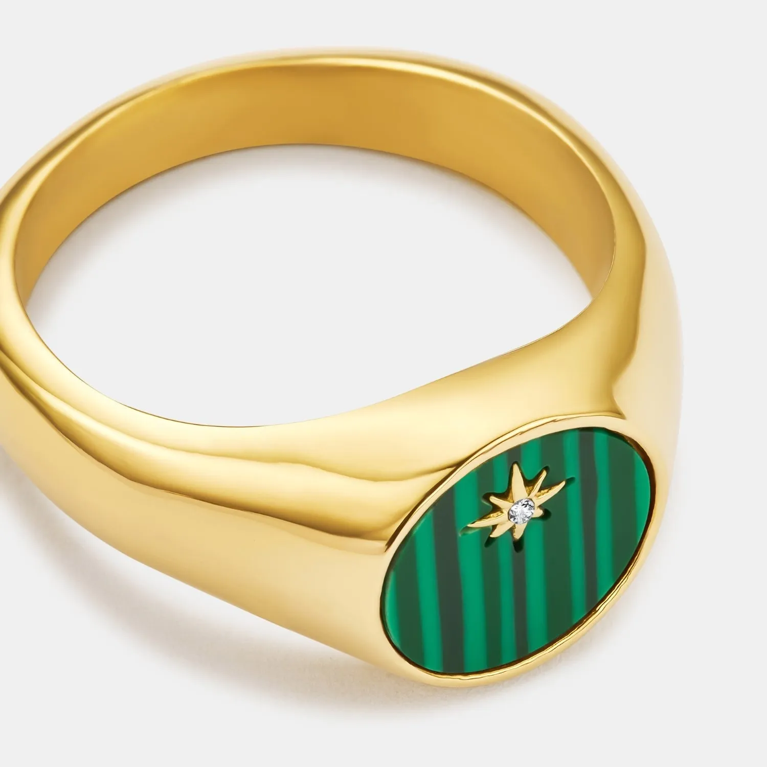 Malachite North Star Signet Ring (Gold) sold by Craftd London product image thumbnail 2