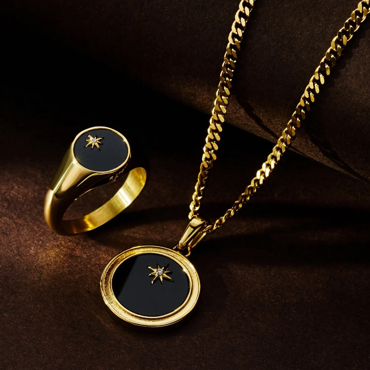 Onyx North Star Signet Ring (Gold) sold by Craftd London product image thumbnail 4