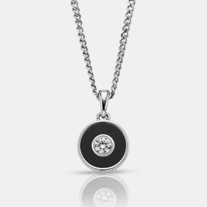 Onyx Round Gem Pendant (Silver) made by Craftd London