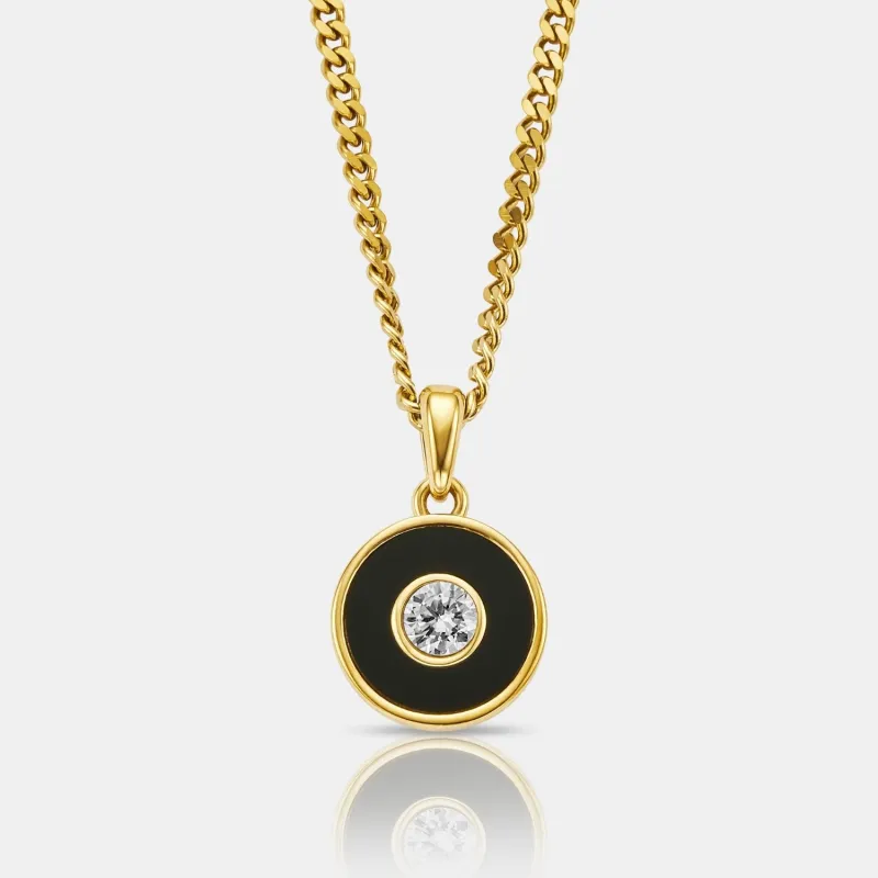 Onyx Round Gem Pendant (Gold) made by Craftd London