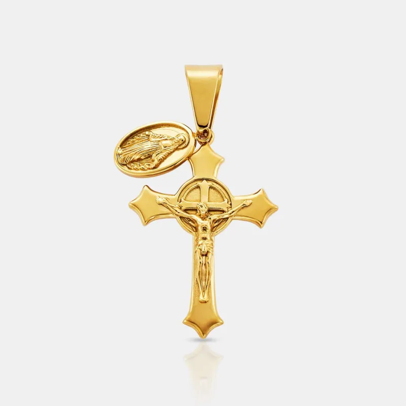 Jesus & Mary Cross Pendant (Gold) sold by Craftd London