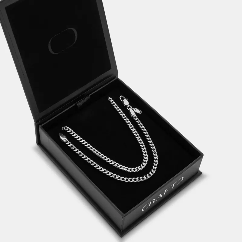 Cuban 4mm Gift Set (Silver) made by Craftd London
