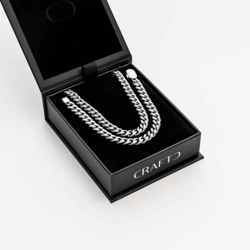Cuban 8mm Gift Set (Silver) made by Craftd London