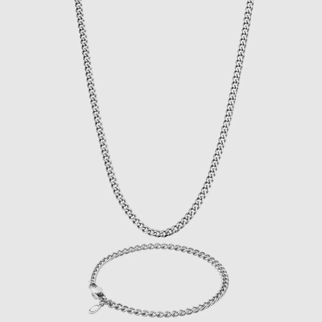 Cuban 4mm Set (Silver) sold by Craftd London