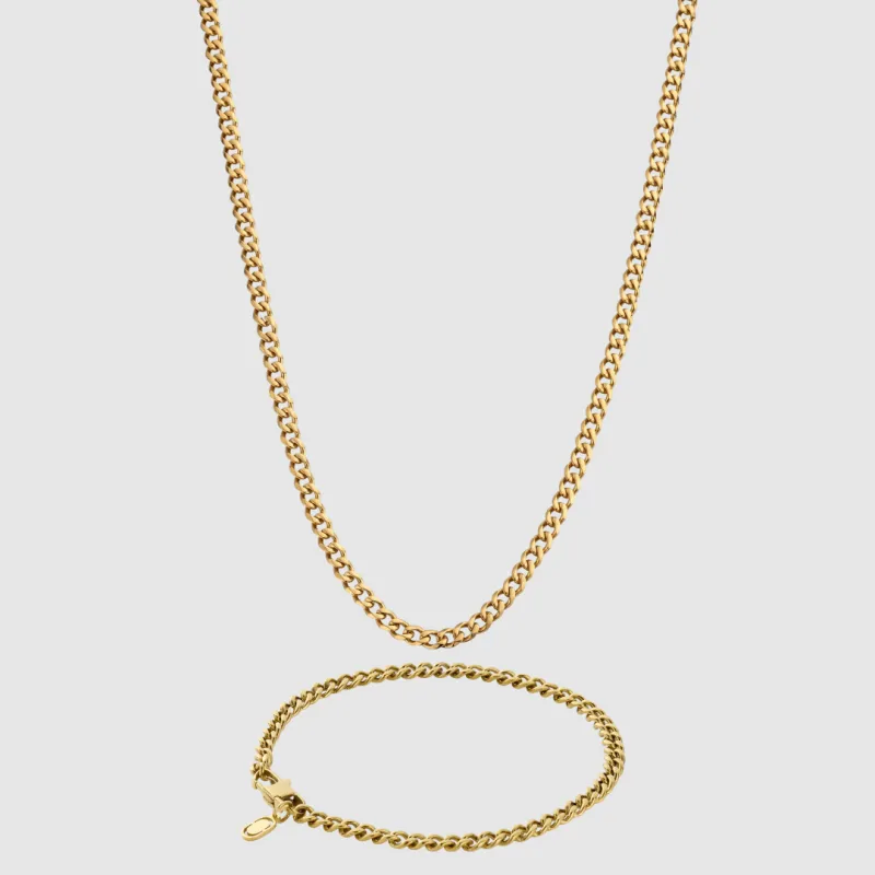 Cuban 4mm Set (Gold) sold by Craftd London