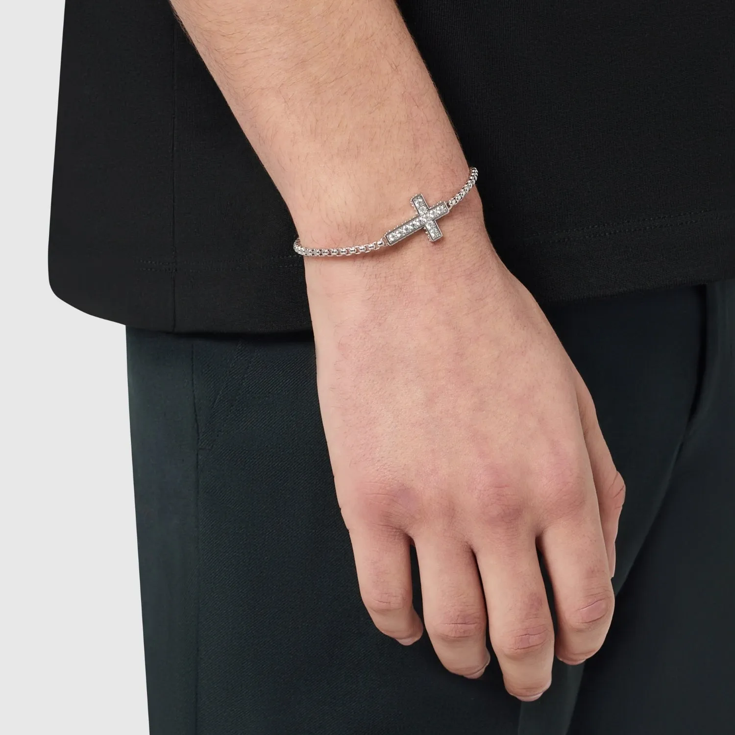 Iced Cross Bracelet (Silver) sold by Craftd London product image thumbnail 2