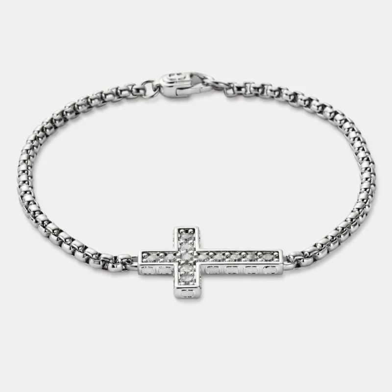Iced Cross Bracelet (Silver) made by Craftd London