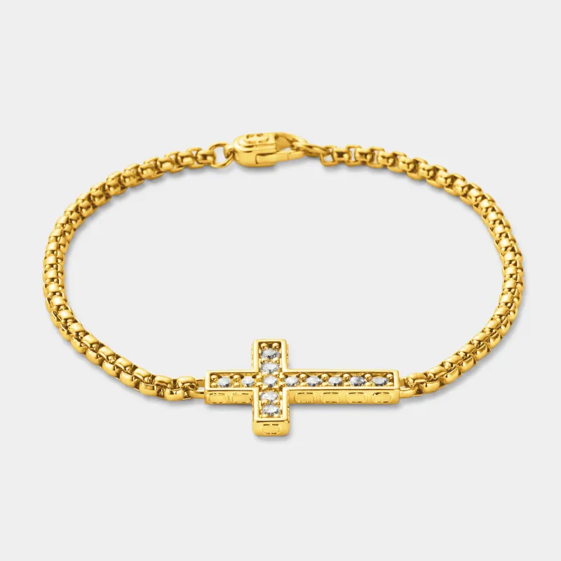 Iced Cross Bracelet (Gold) made by Craftd London