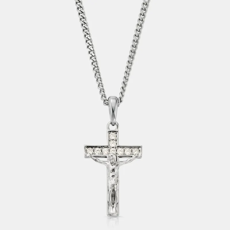 Iced Crucifix (Silver) made by Craftd London