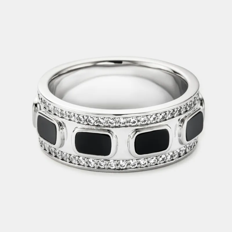 Iced Onyx Band Ring (Silver) made by Craftd London