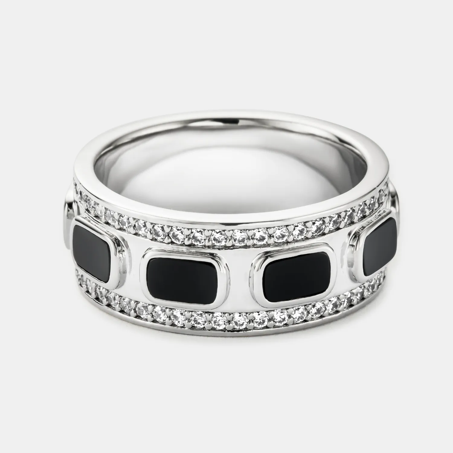 Iced Onyx Band Ring (Silver) sold by Craftd London