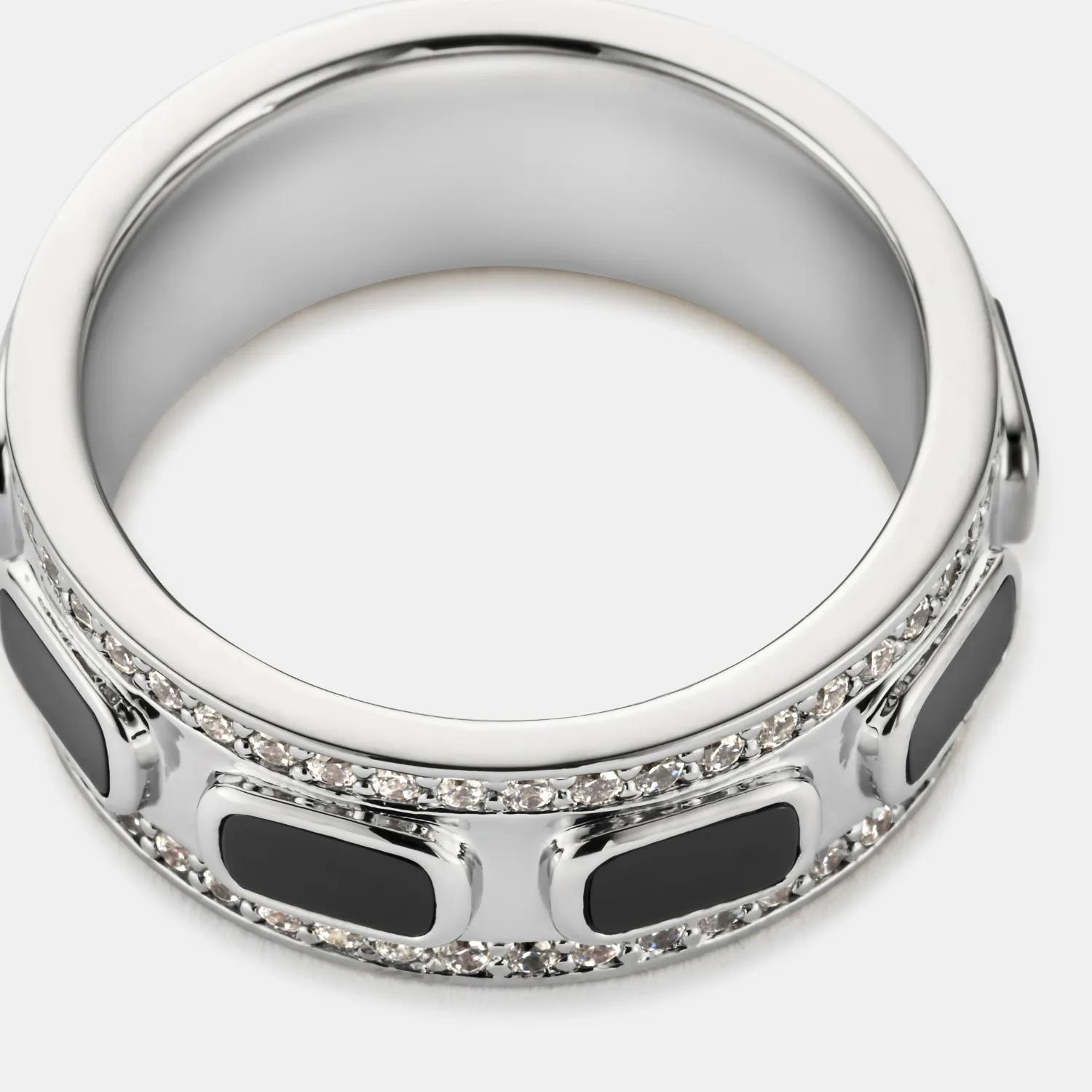 Iced Onyx Band Ring (Silver) sold by Craftd London product image thumbnail 5