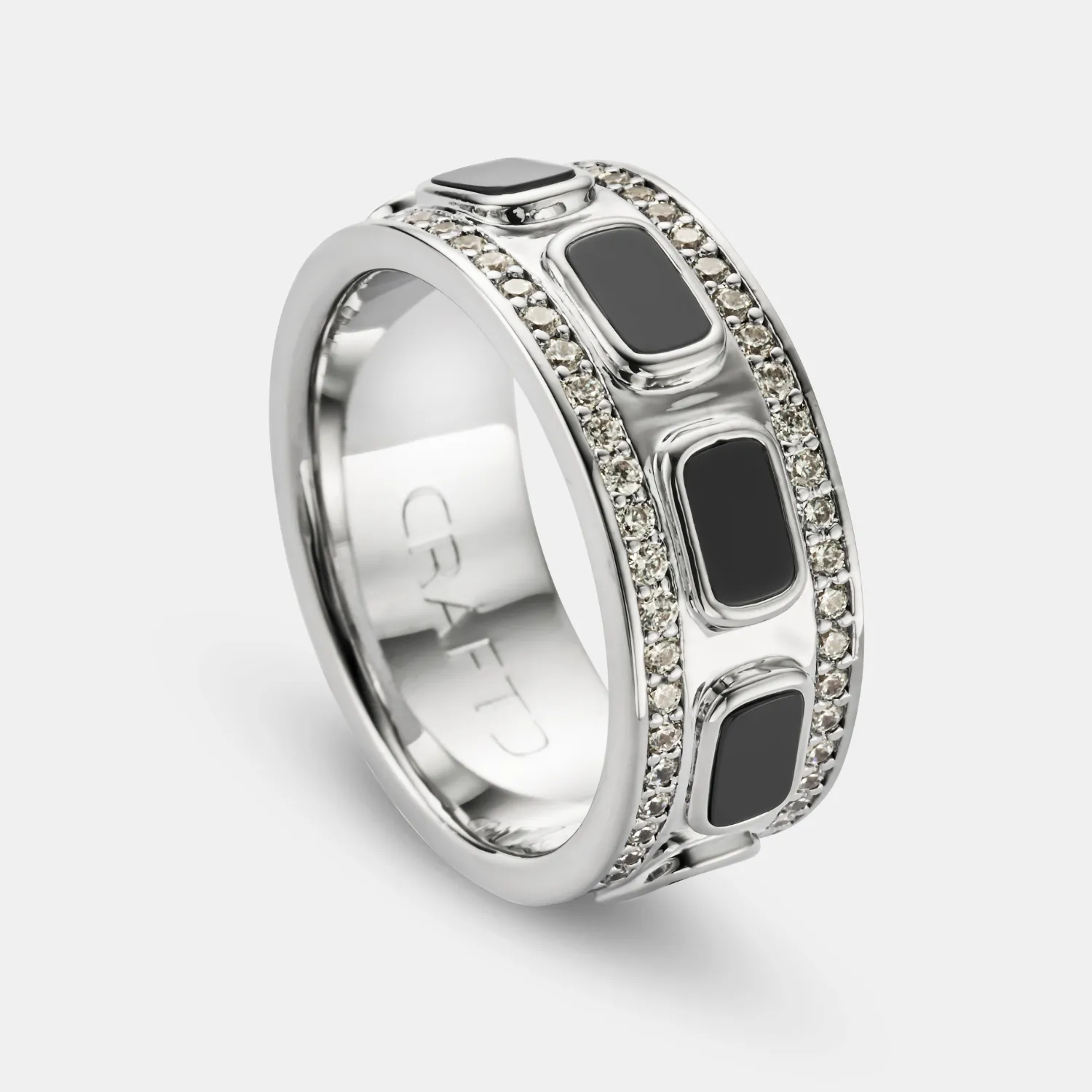 Iced Onyx Band Ring (Silver) sold by Craftd London product image thumbnail 4