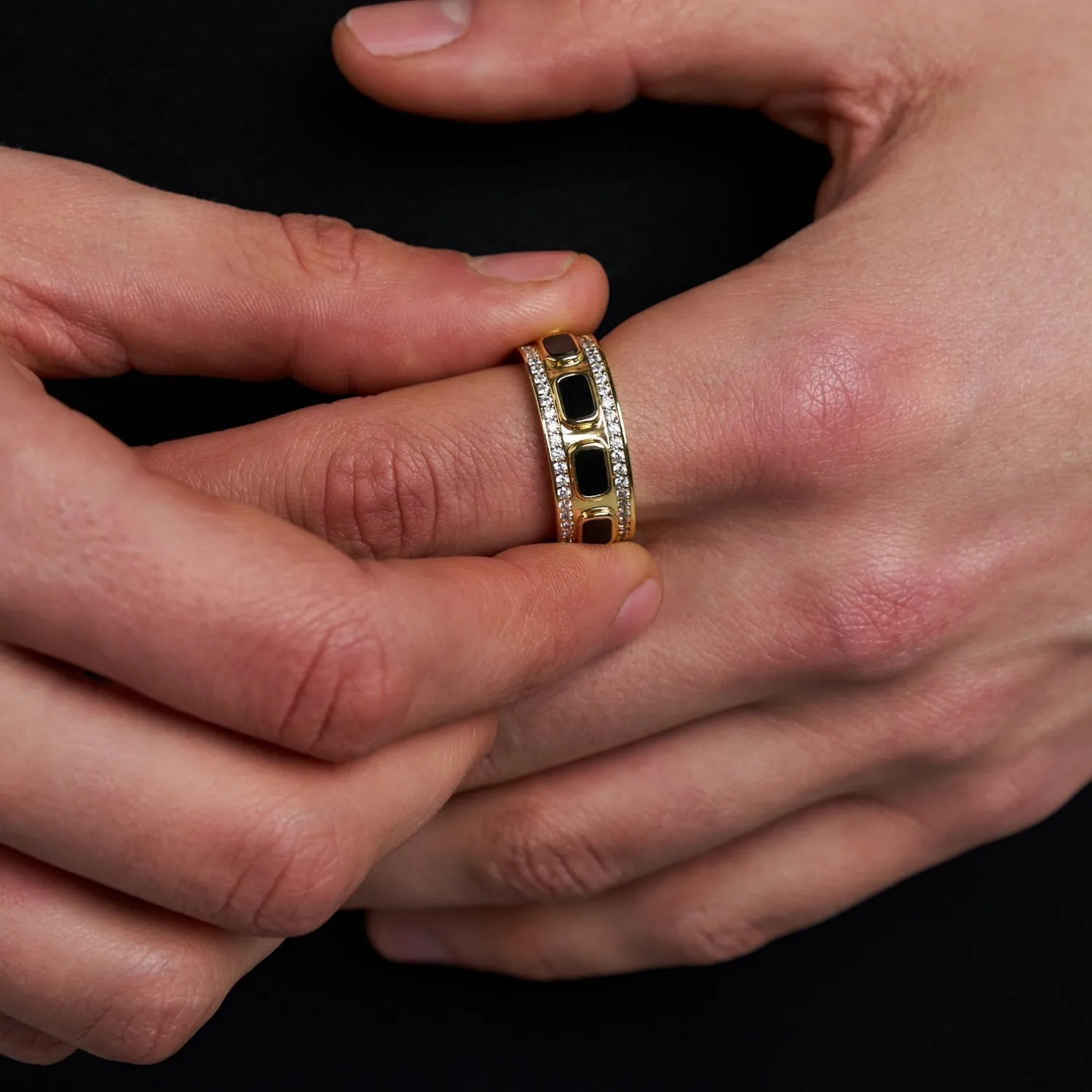 Iced Onyx Band Ring (Gold) sold by Craftd London product image thumbnail 3