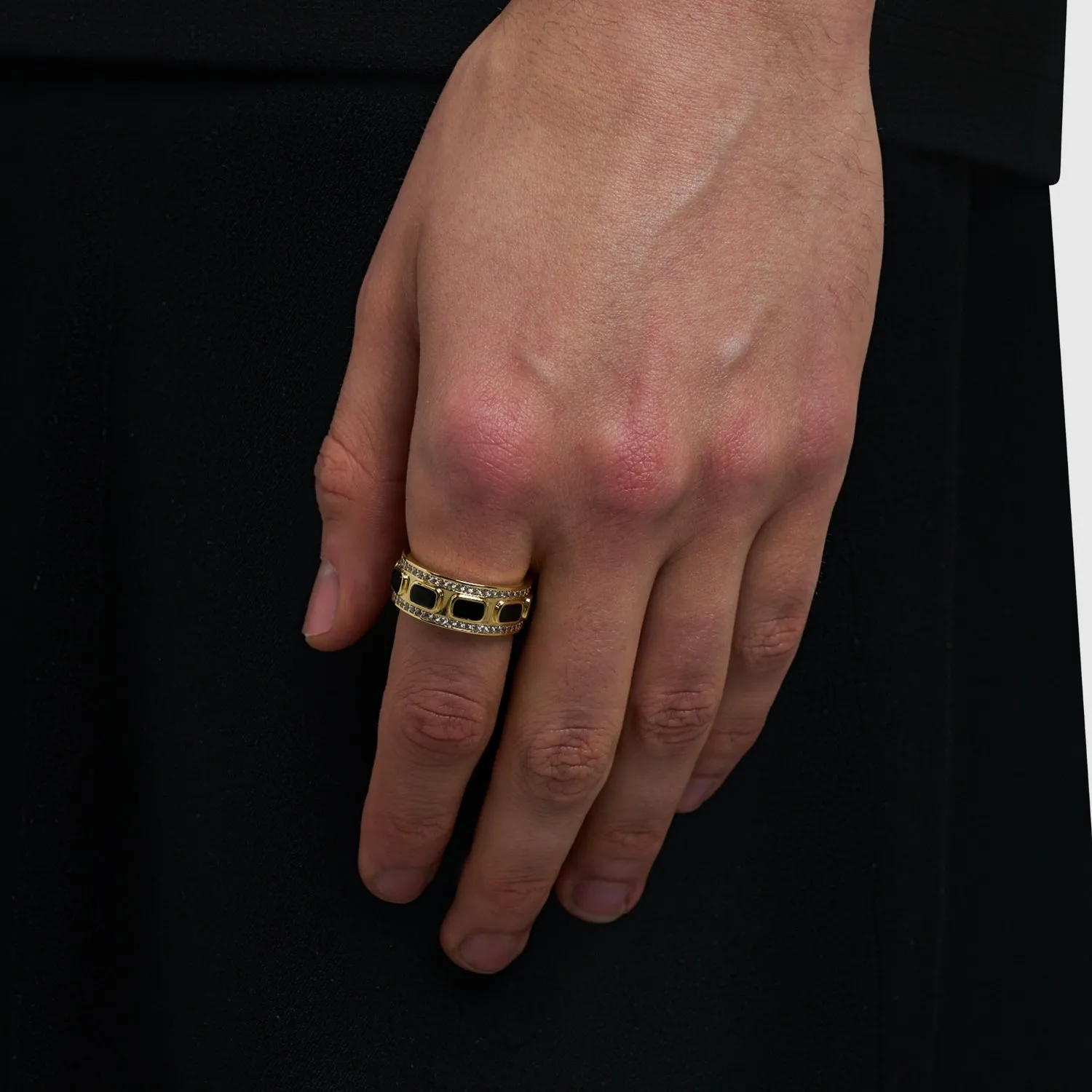Iced Onyx Band Ring (Gold) sold by Craftd London product image thumbnail 2