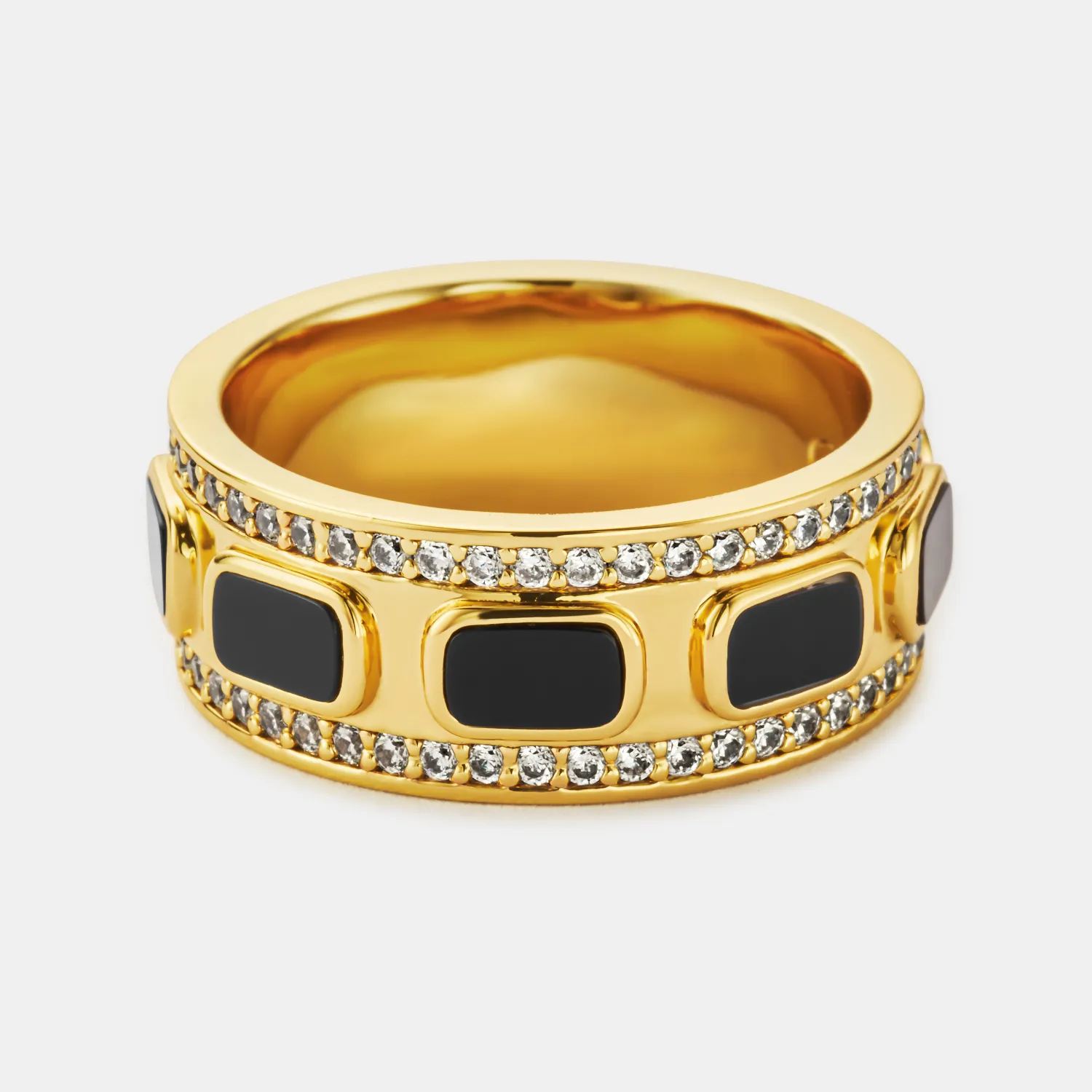 Iced Onyx Band Ring (Gold) sold by Craftd London