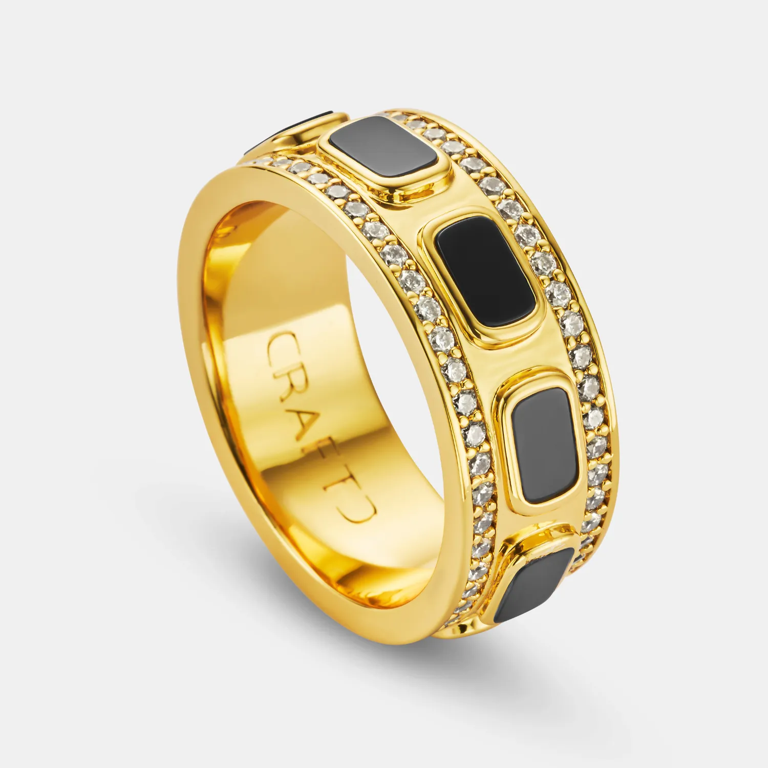 Iced Onyx Band Ring (Gold) sold by Craftd London product image thumbnail 4