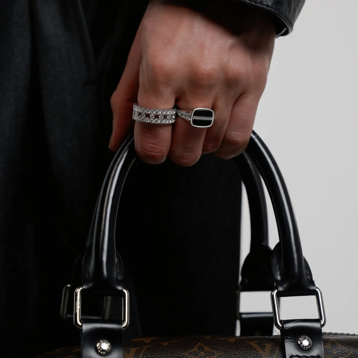 Iced Onyx Signet Ring (Silver) sold by Craftd London product image thumbnail 5