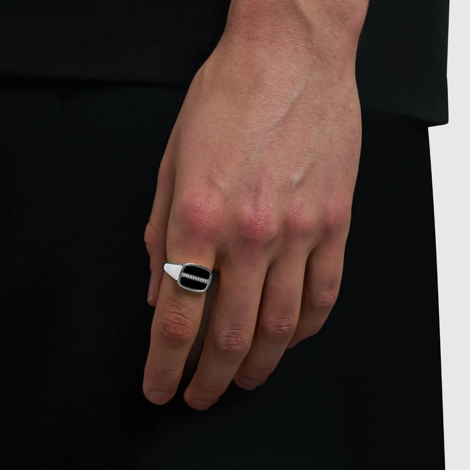 Iced Onyx Signet Ring (Silver) sold by Craftd London product image thumbnail 2
