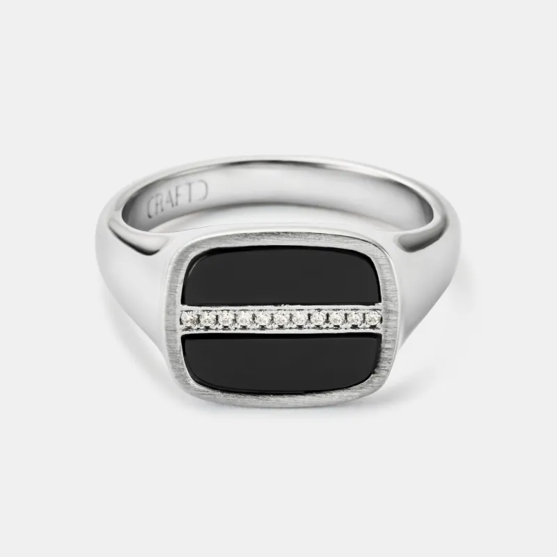Iced Onyx Signet Ring (Silver) made by Craftd London