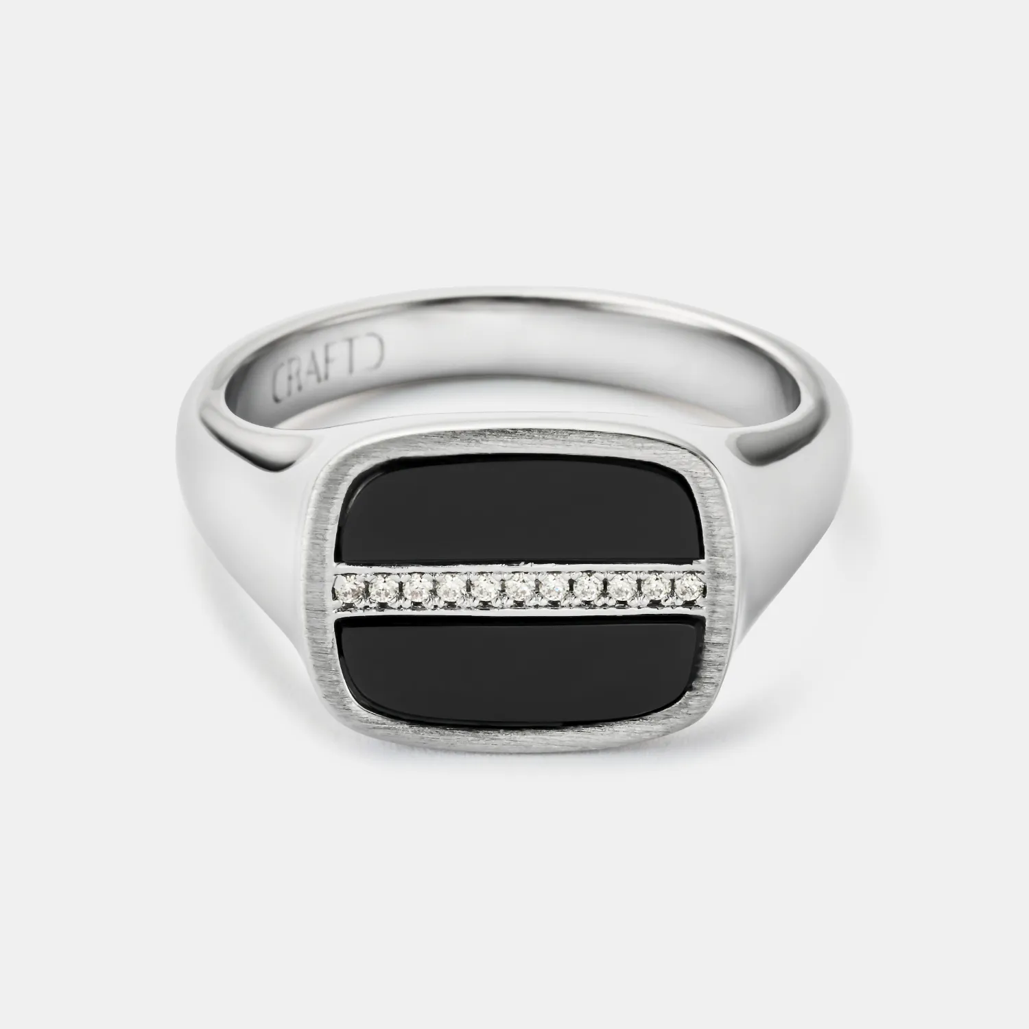 Iced Onyx Signet Ring (Silver) sold by Craftd London