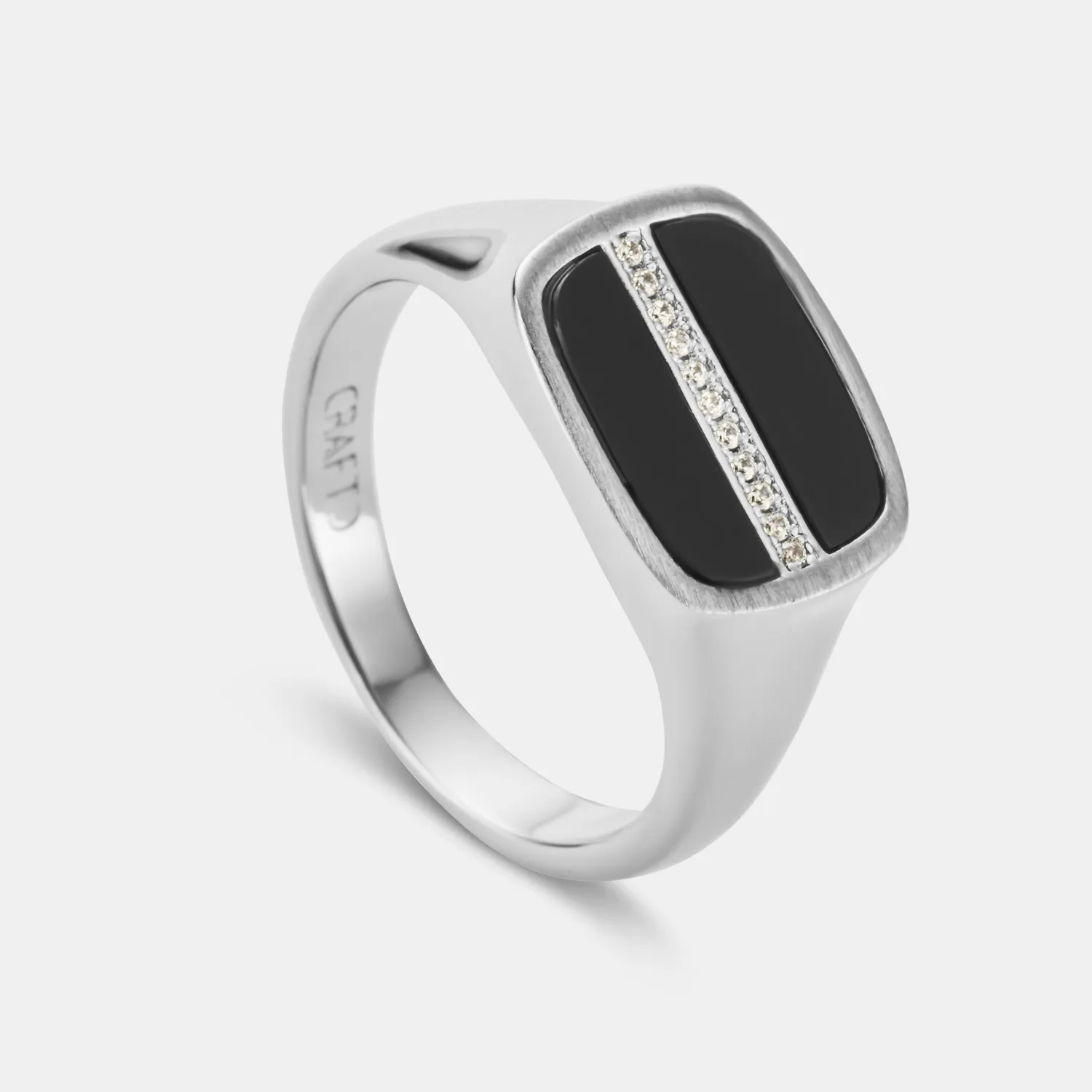 Iced Onyx Signet Ring (Silver) sold by Craftd London product image thumbnail 4