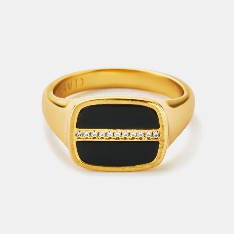 Iced Onyx Signet Ring (Gold) made by Craftd London