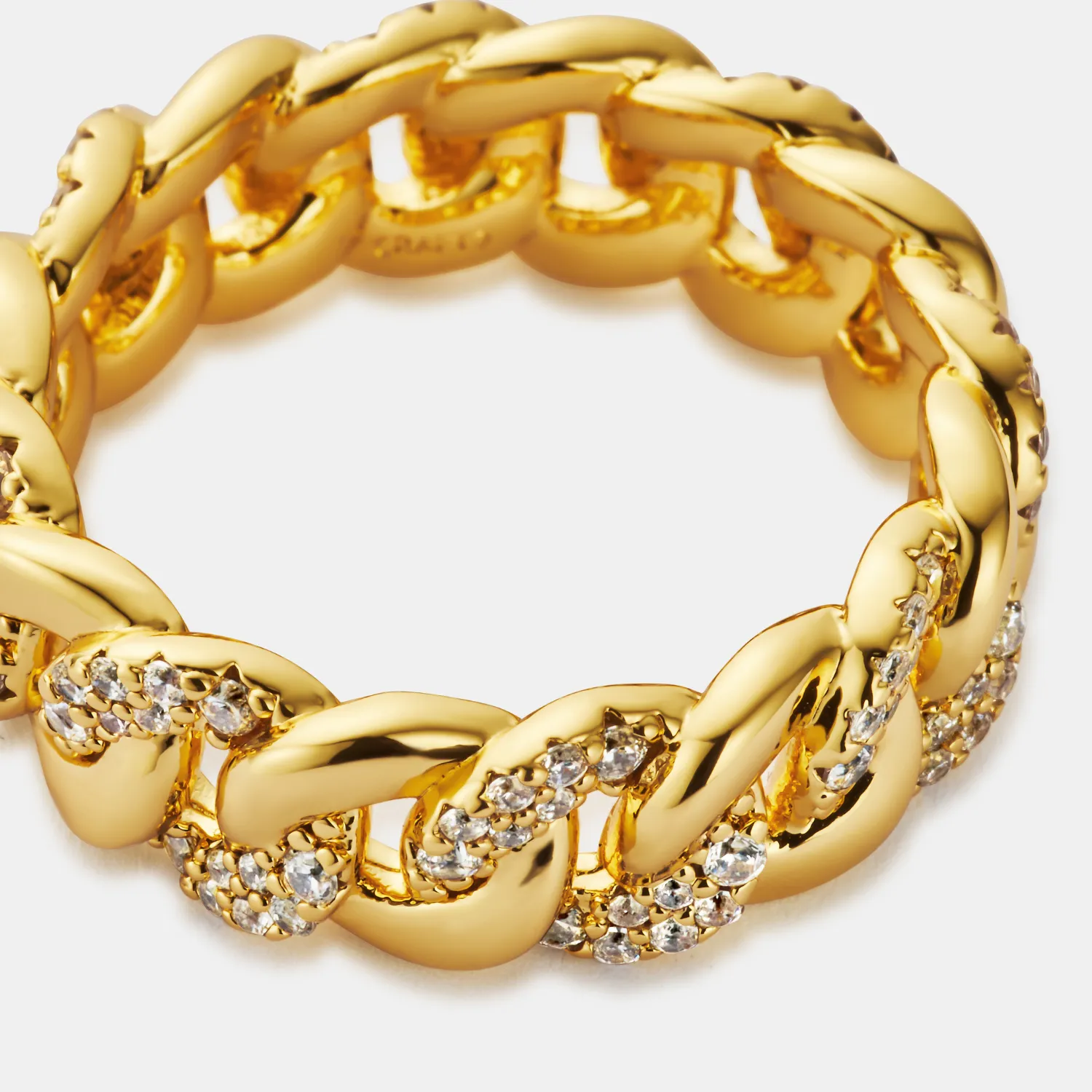 Half Iced Cuban Band Ring (Gold) 8mm sold by Craftd London product image thumbnail 5