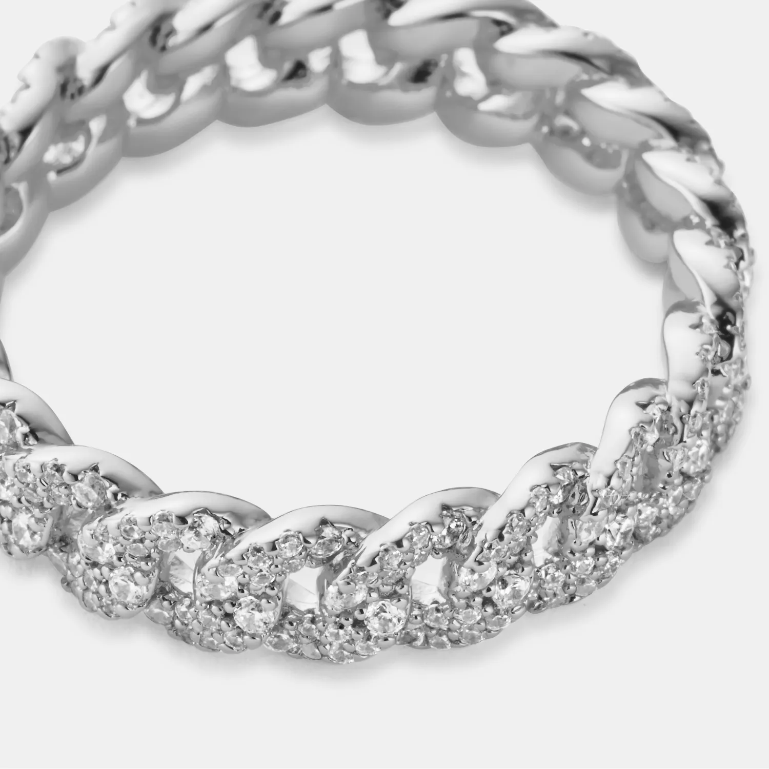 Iced Cuban Band Ring (Silver) 6mm sold by Craftd London product image thumbnail 5