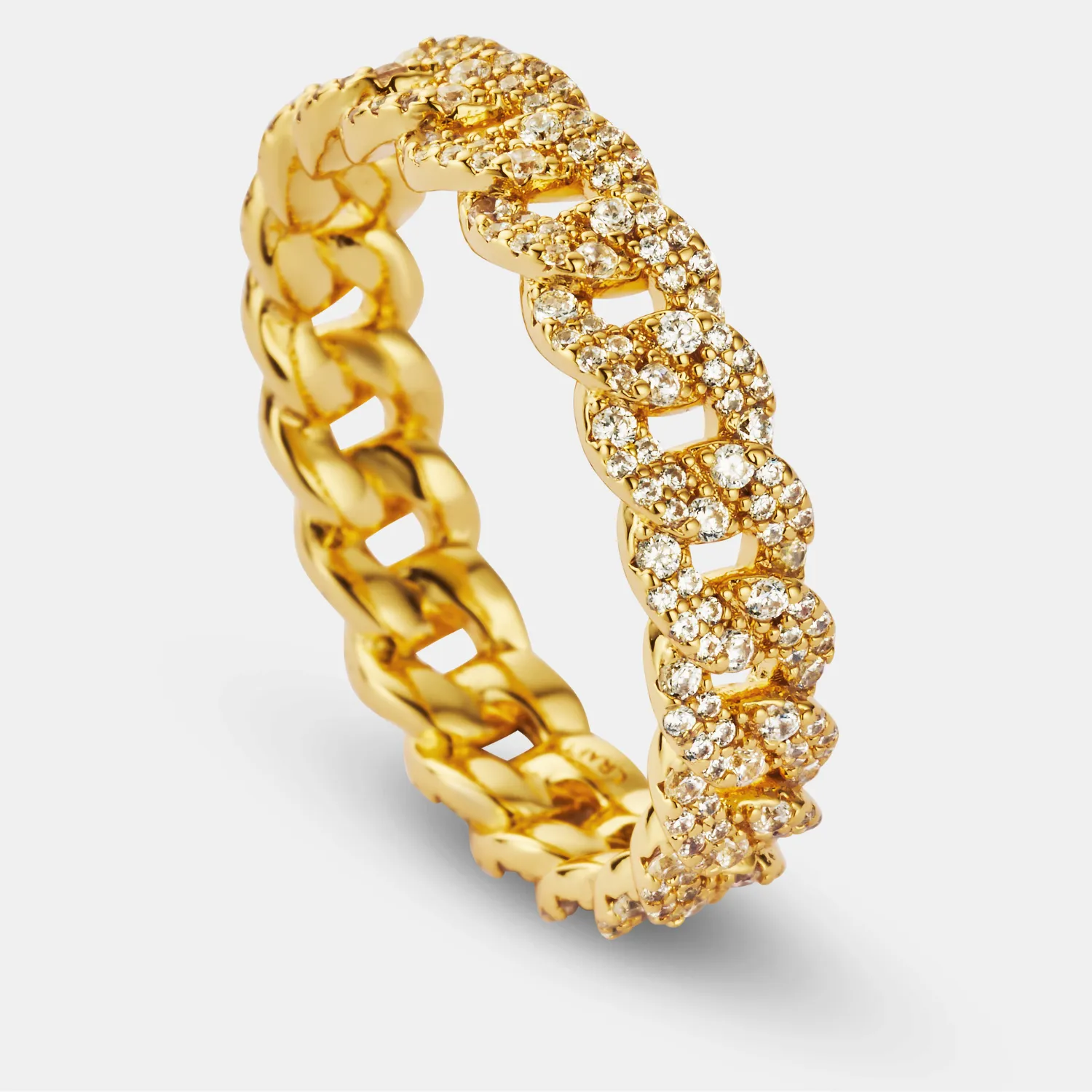 Iced Cuban Band Ring (Gold) 6mm sold by Craftd London product image thumbnail 4