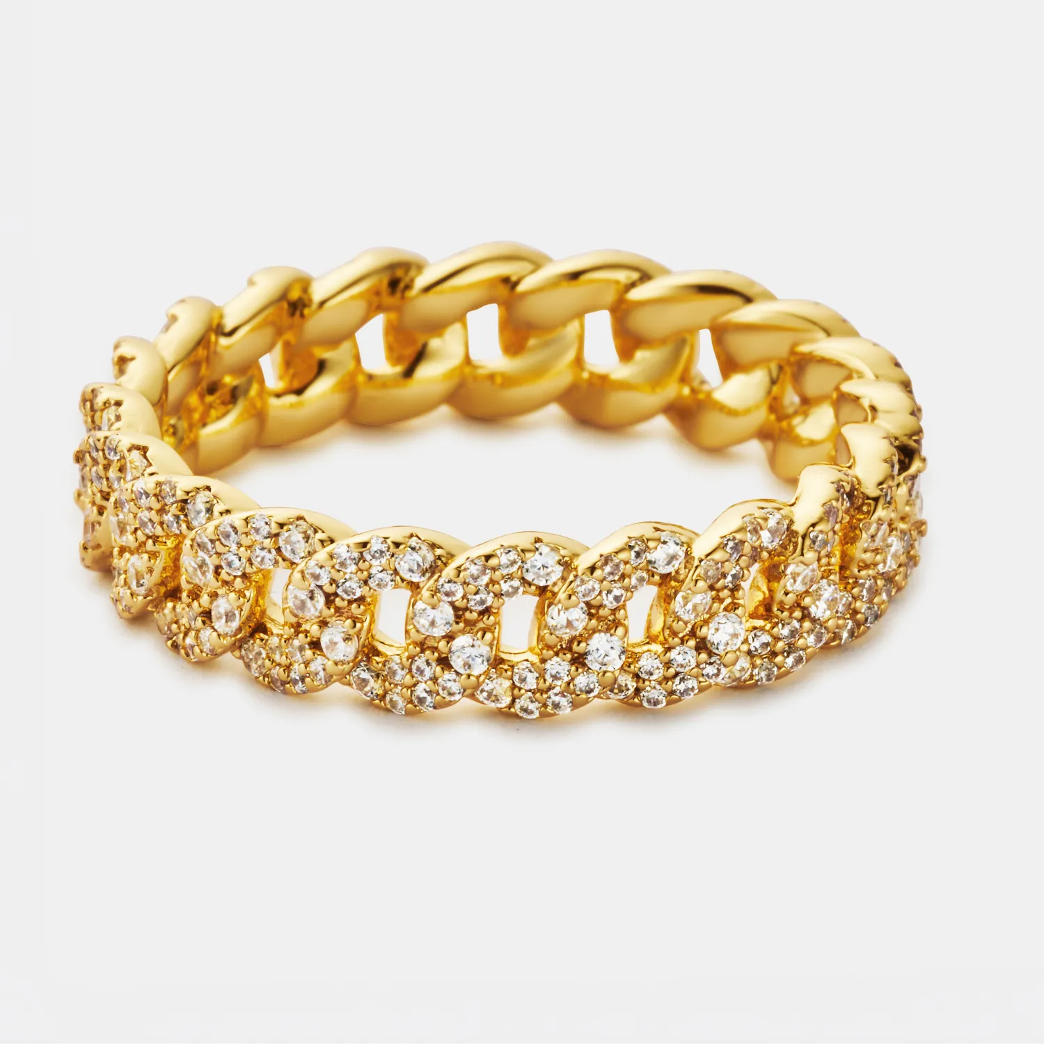 Iced Cuban Band Ring (Gold) 6mm sold by Craftd London