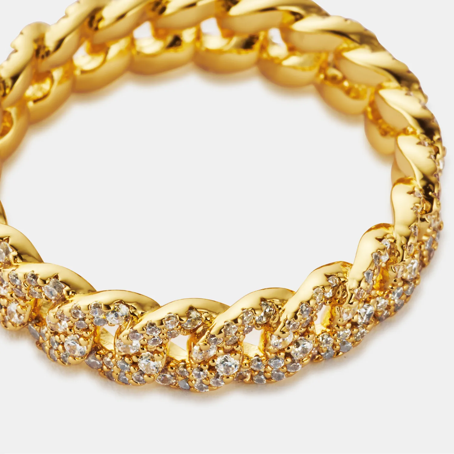 Iced Cuban Band Ring (Gold) 6mm sold by Craftd London product image thumbnail 5