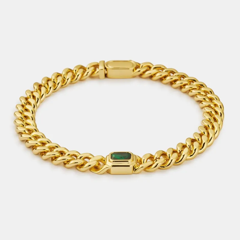 Emerald Cuban Bracelet (Gold) 6mm made by Craftd London