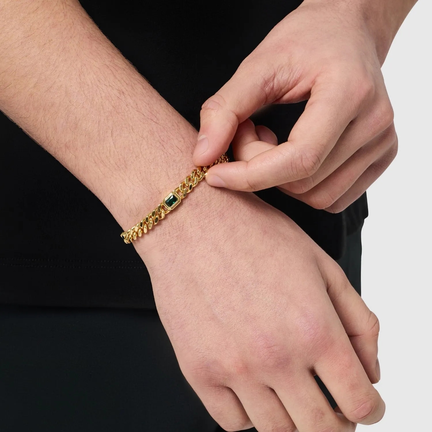 Emerald Cuban Bracelet (Gold) 6mm sold by Craftd London product image thumbnail 3