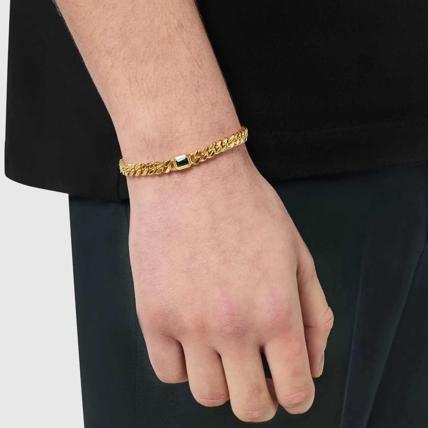 Emerald Cuban Bracelet (Gold) 6mm sold by Craftd London product image thumbnail 2