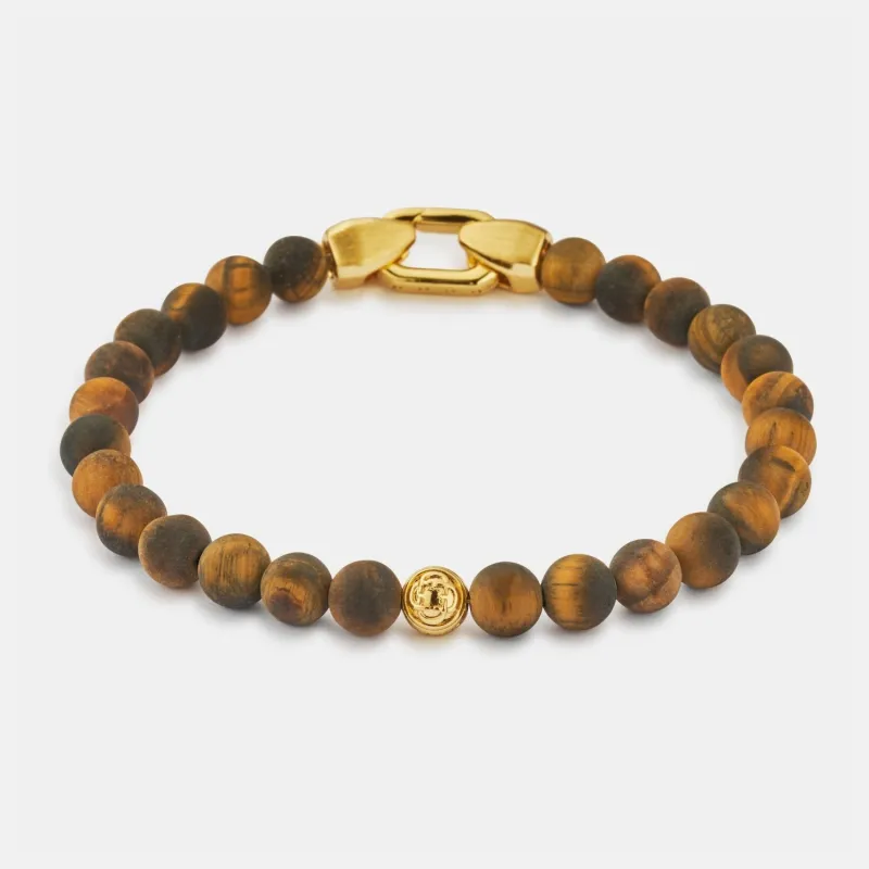 Tiger's Eye Lock Bracelet (Gold) made by Craftd London